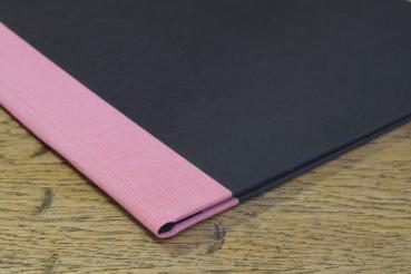 Preview: Schwarze Sammelmappe, rosa Leinen